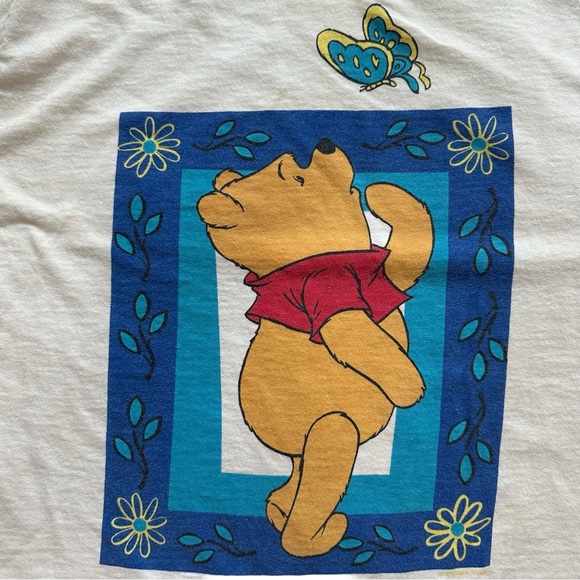 Vintage 90S White Short Sleeve Cropped Disney Winnie The Pooh Top Medium - Picture 9 of 11